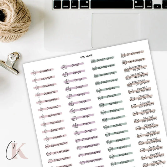 005 Autocollants Mixtes | Assemblé | Étapes | Photocopies (Étiquettes) - Étiquettes