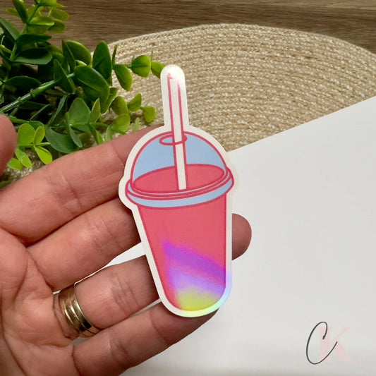 Autocollant holographique style café glacé | Corail