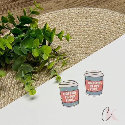 Autocollant holographique Coffee is My Fuel Stickers | Saumon