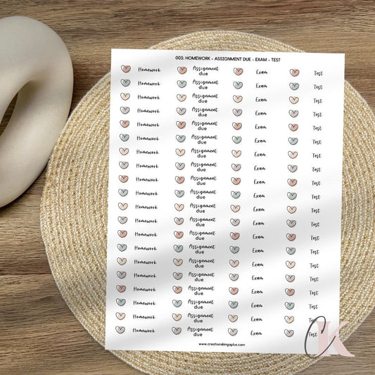 003 Stickers | Homework | Assignment Due | Exam | Test | Autocollants - Créations KingA+