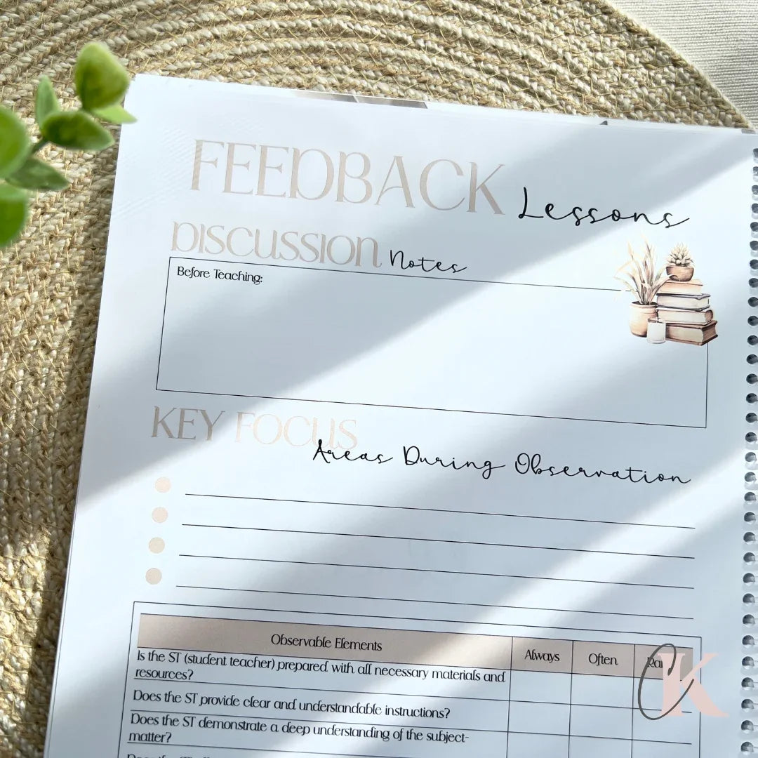 Cahier d’observation de stage en enseignement | Teaching Internship Observation Notebook | EN