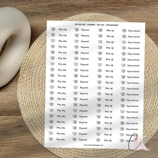 010 Stickers | Pay Day | Payment | Day off | Appointment | Autocollants - Créations KingA+