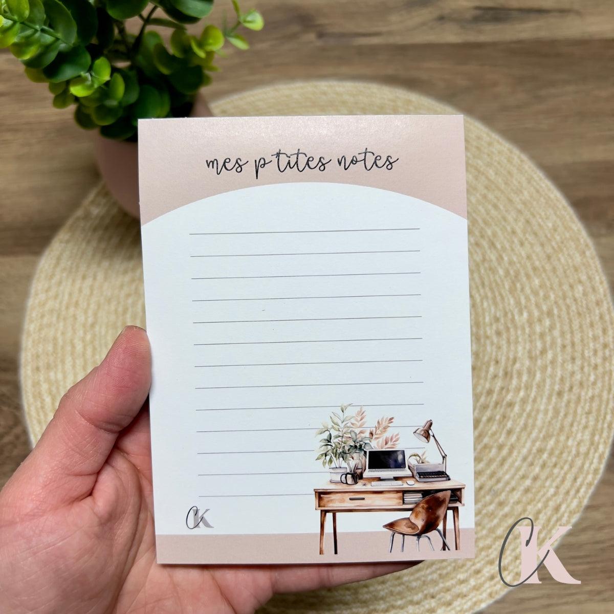 Bloc-notes rose poudré | Bureau - Créations KingA+