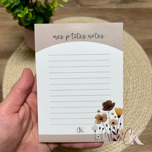 Mes p'tites notes | Blocs-notes floral bohème | Greige - Créations KingA+