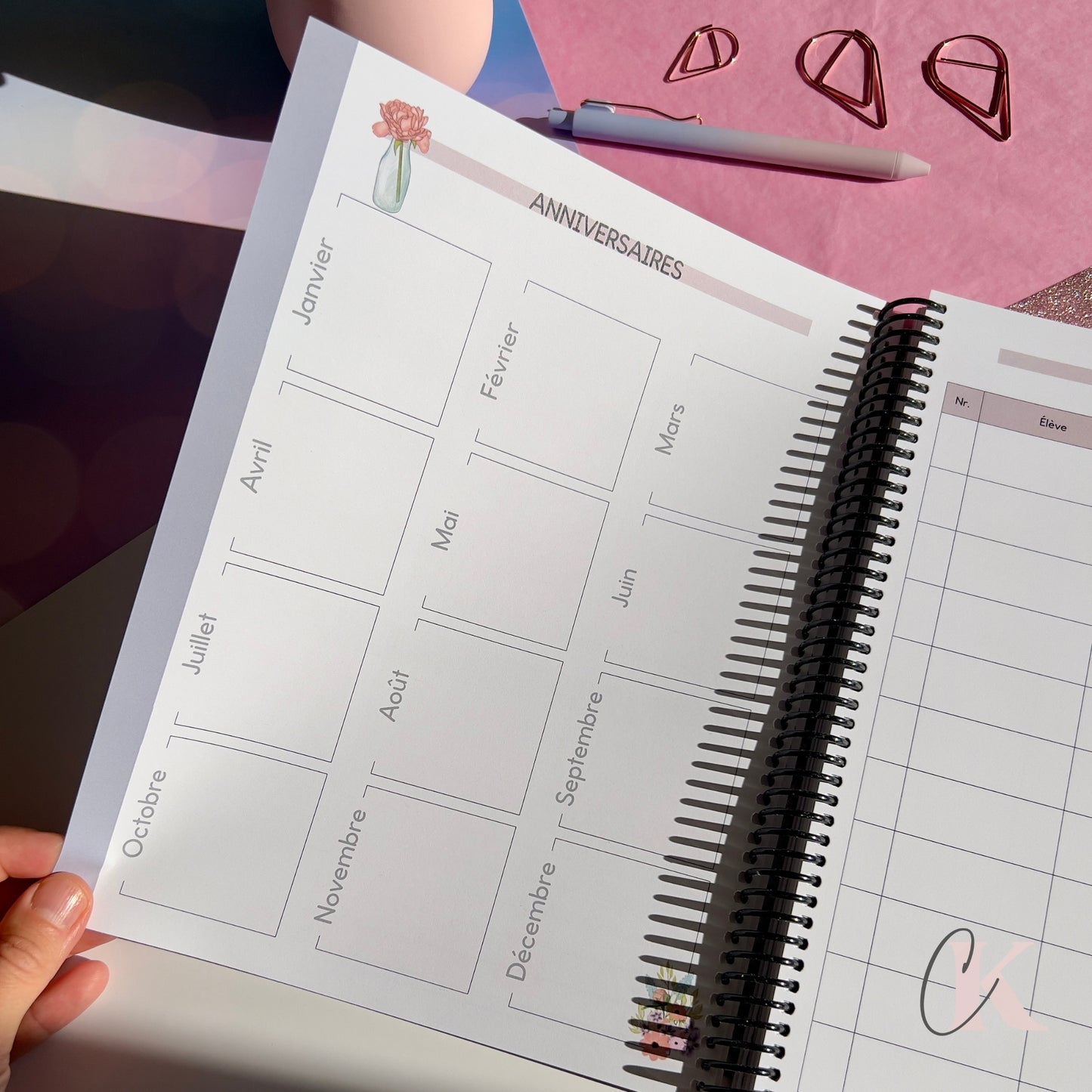 Agenda planificateur enseignant 2025-2026 Floral | Pastel Signature