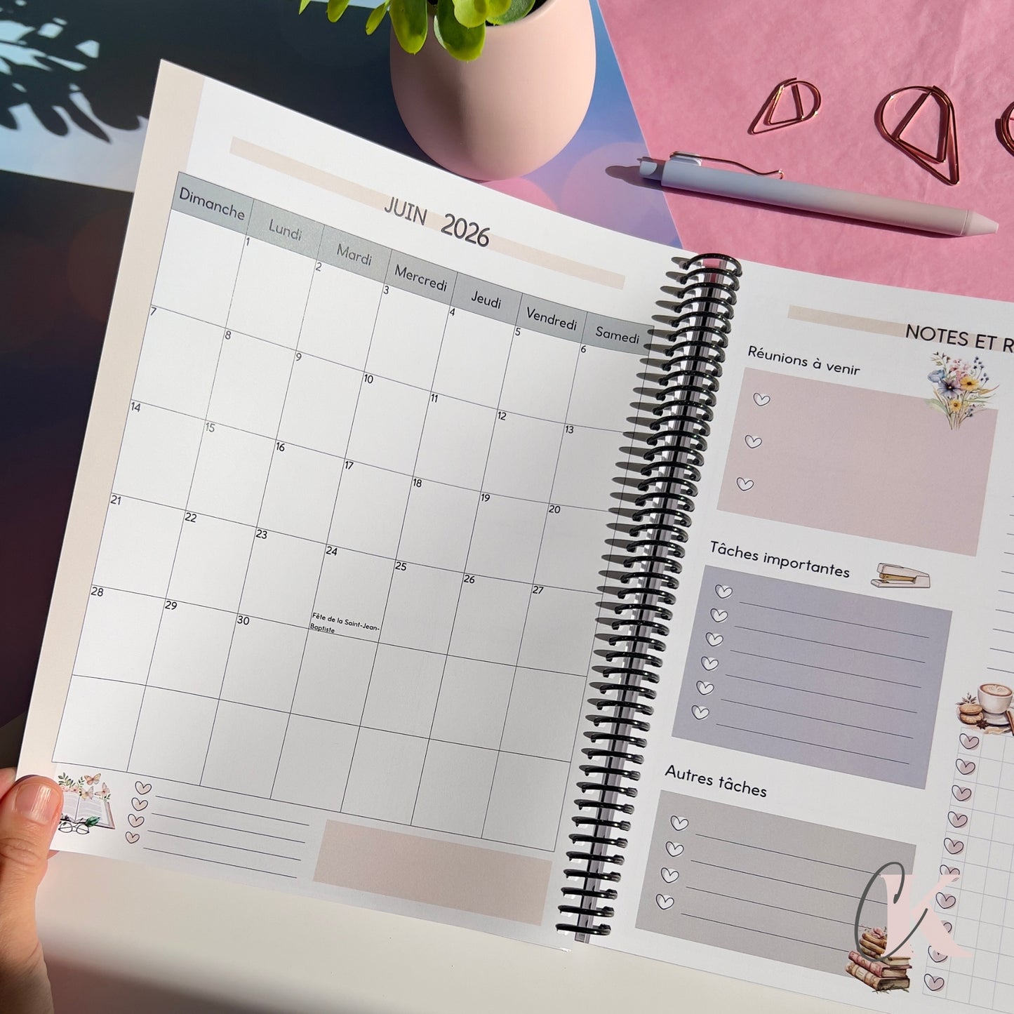 Agenda planificateur enseignant 2025-2026 Floral | Pastel Signature