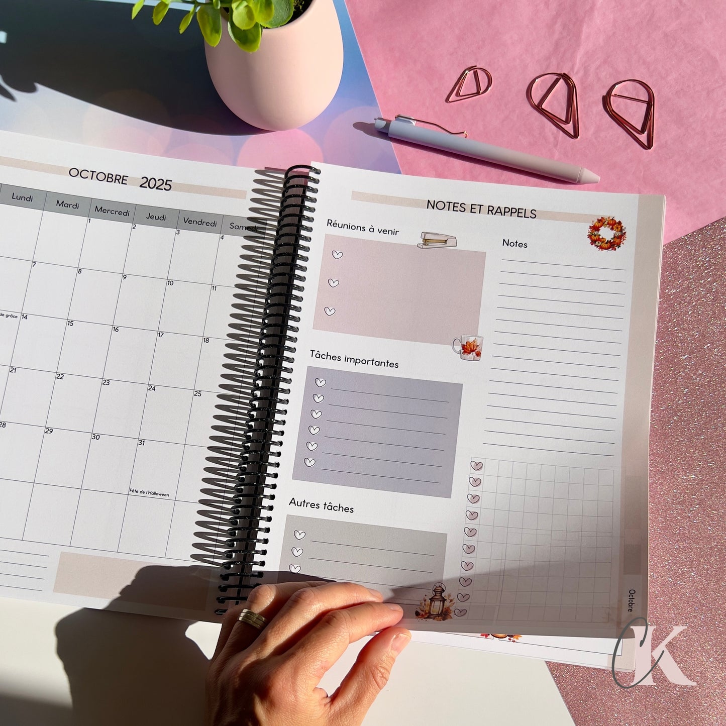 Agenda planificateur enseignant 2025-2026 Floral | Pastel Signature