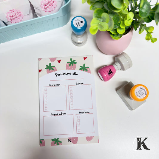 Bloc-notes | Planificateur | Fraises roses pastel