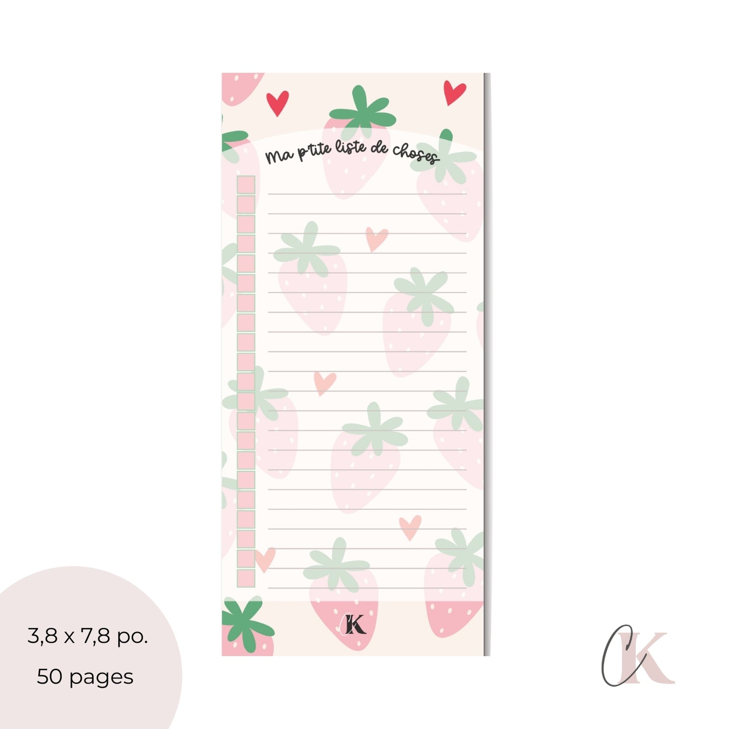 Liste de tâches | Fraises roses pastel (To do list)