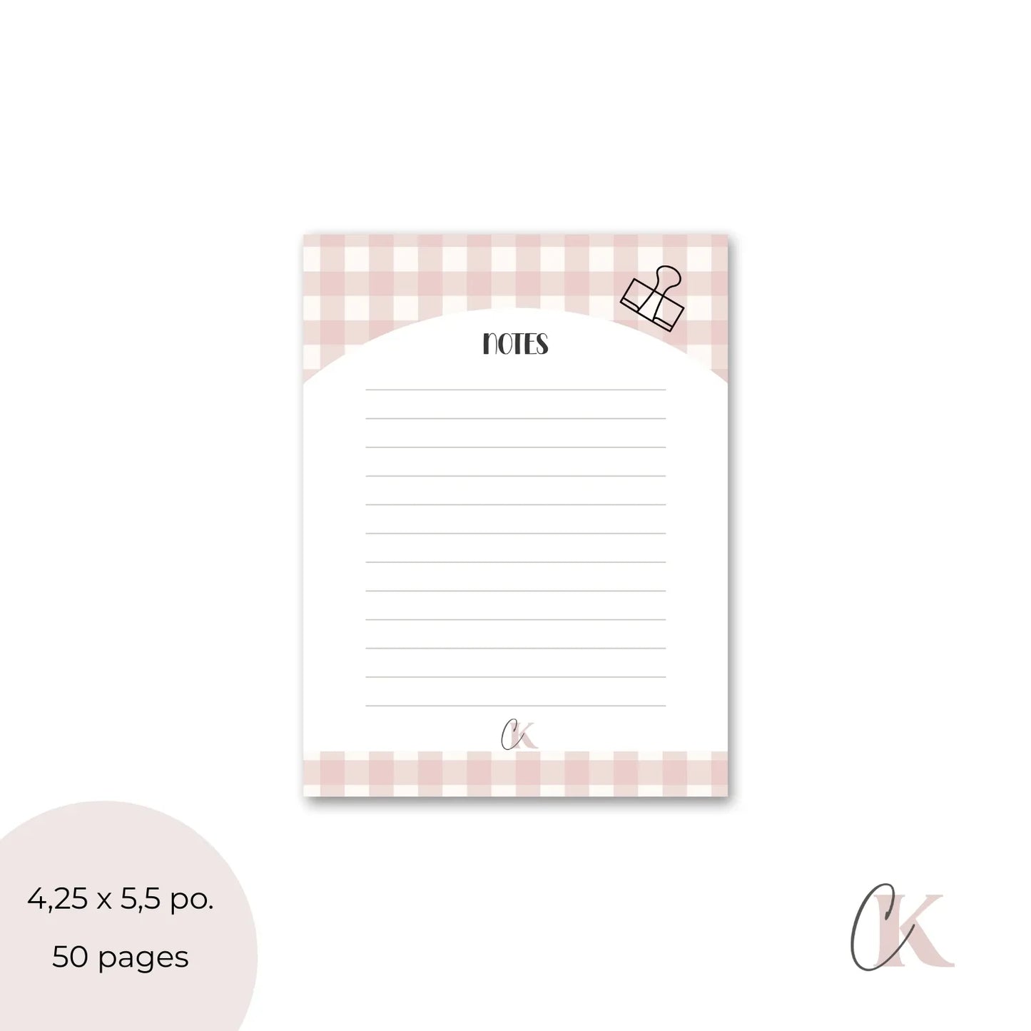 Ensemble de blocs-notes pour suppléante | Carreaux roses