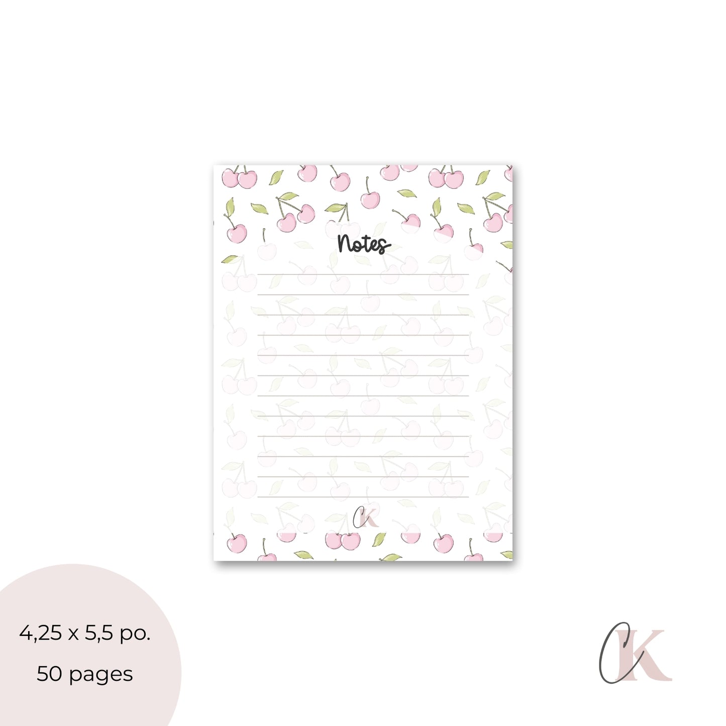 Ensemble de blocs-notes pour suppléante | Cerises roses