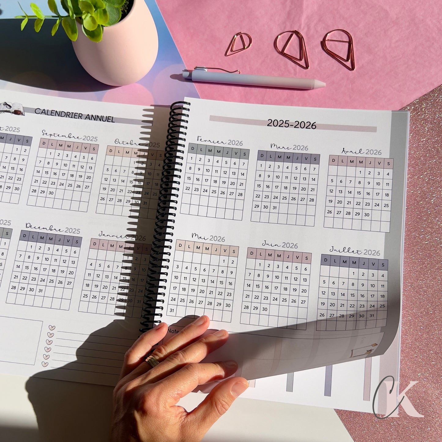 Agenda planificateur enseignant 2025-2026 Floral | Pastel Signature
