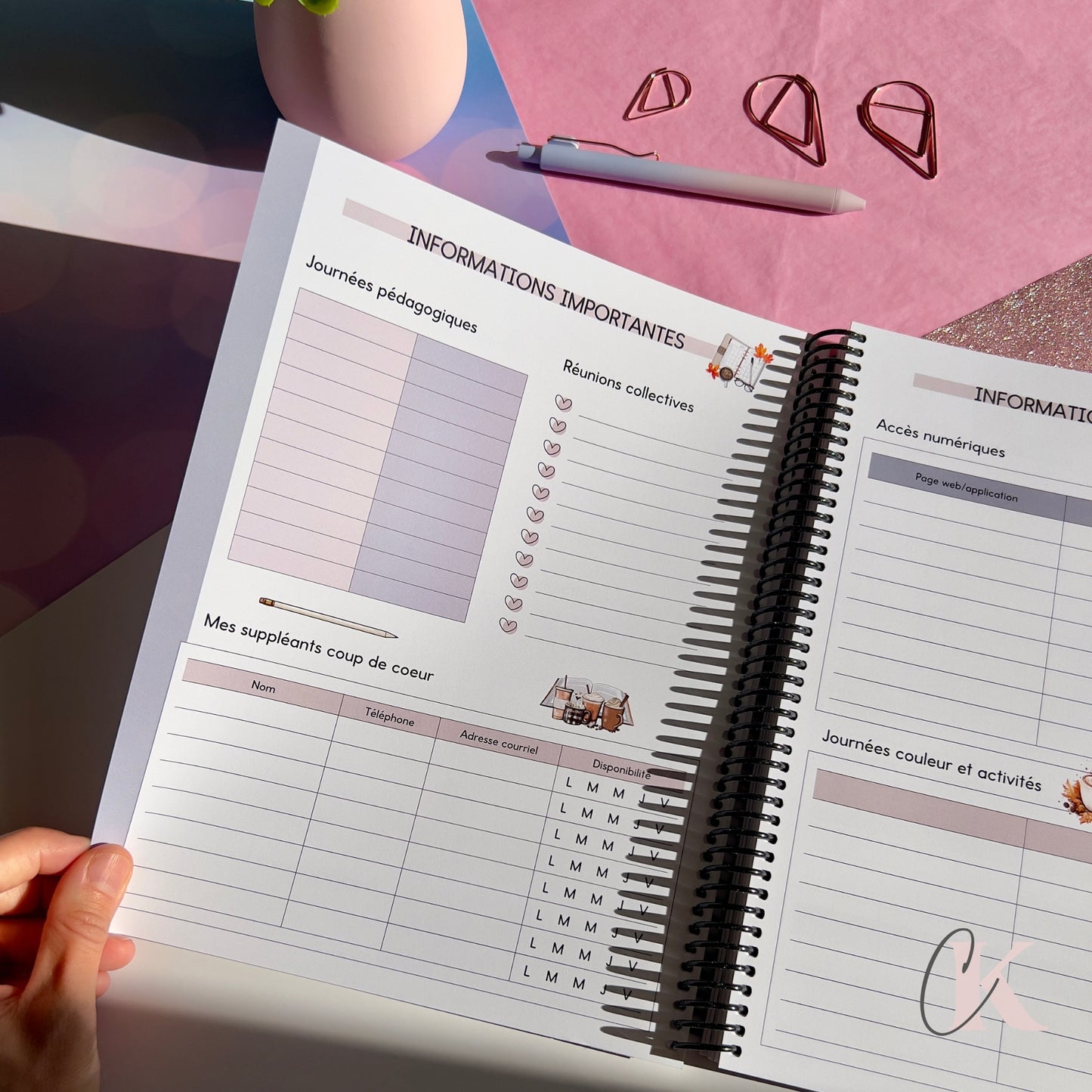 Agenda planificateur enseignant 2025-2026 Floral | Pastel Signature