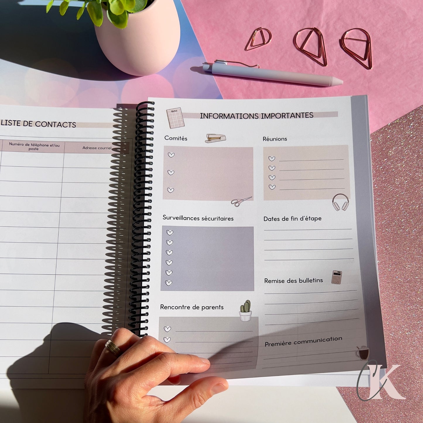 Agenda planificateur enseignant 2025-2026 Floral | Pastel Signature