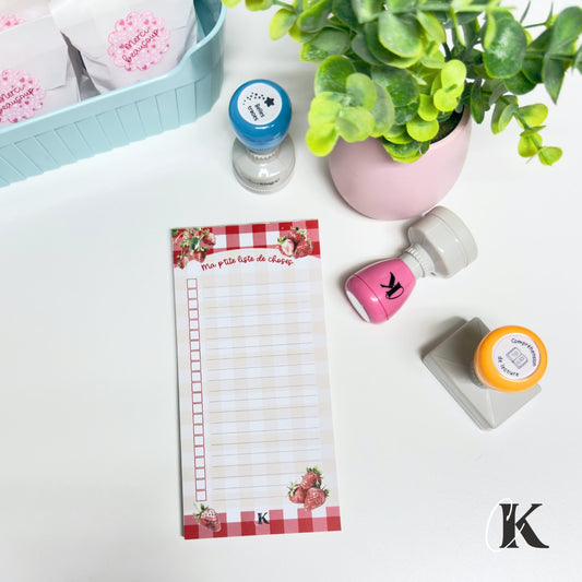 Liste de tâches | Fraises rouges à motif carreaux (To do list) | Retro