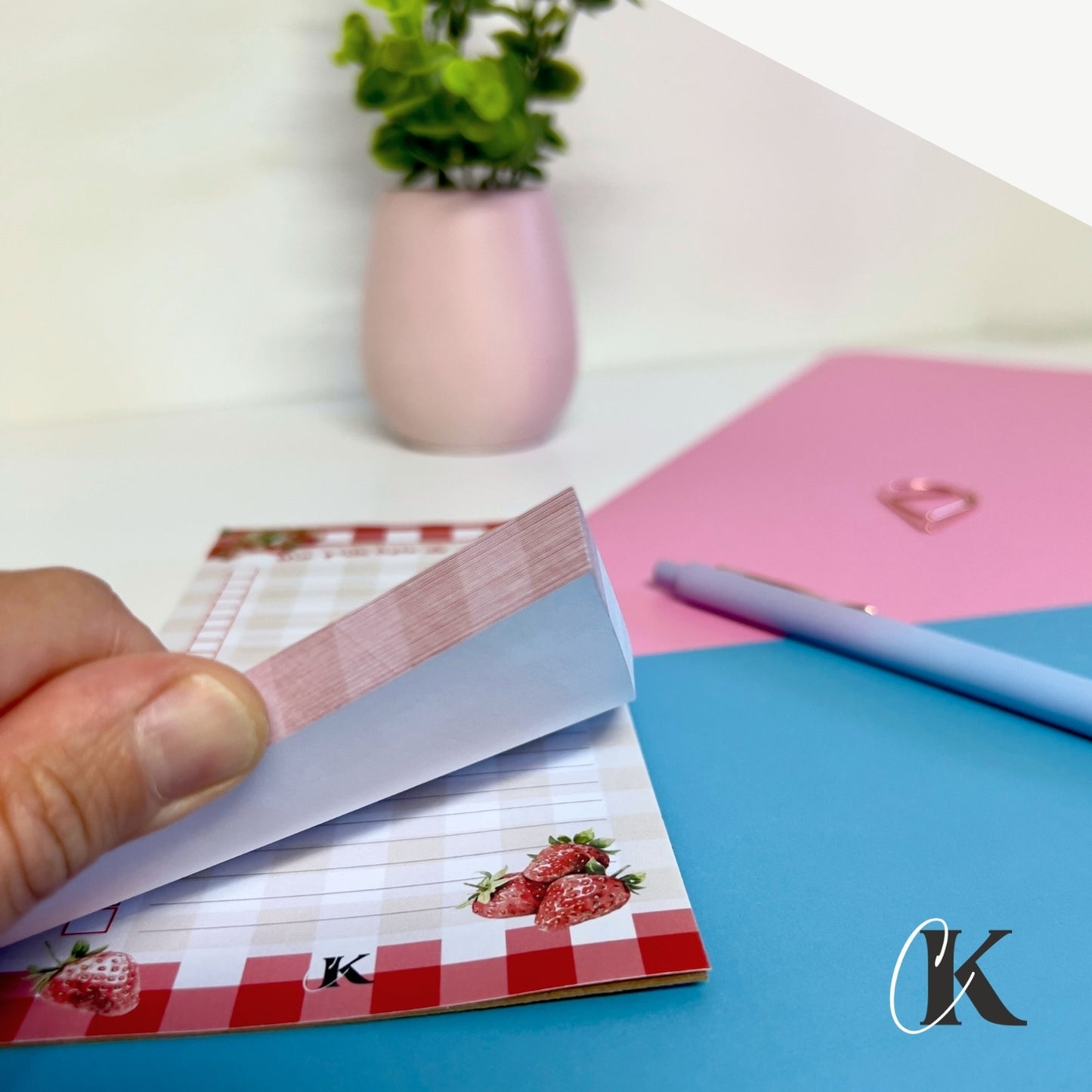 Liste de tâches | Fraises rouges à motif carreaux (To do list) | Retro