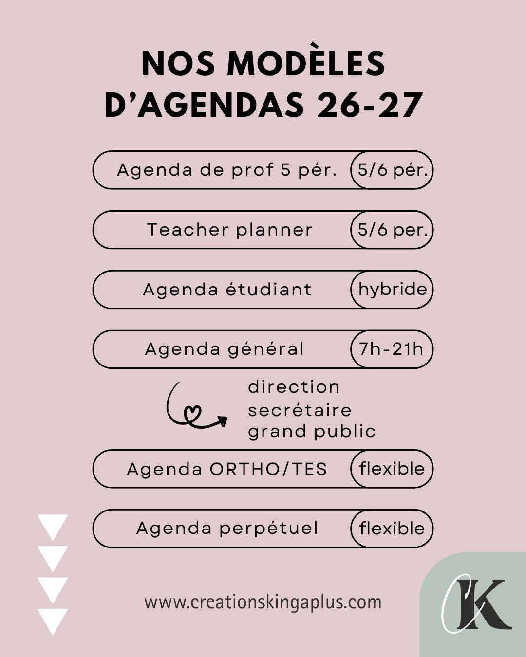 Agenda général 2026-2027 | Administration scolaire | Grand public | Vintage