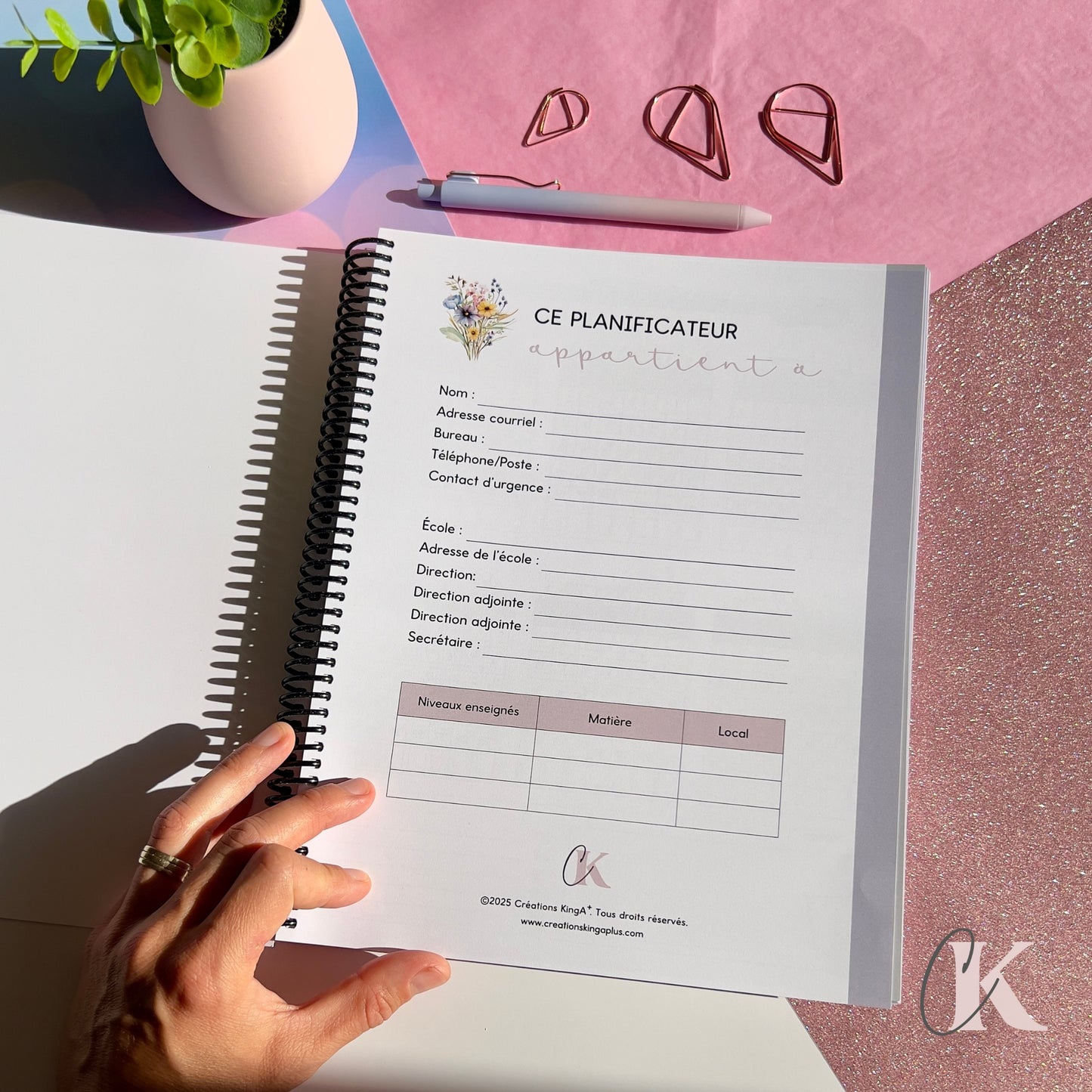 Agenda planificateur enseignant 2025-2026 Floral | Pastel Signature