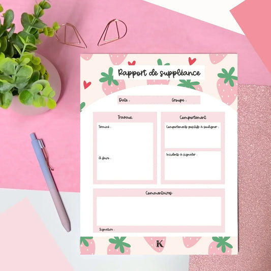 Rapport de suppléance | Fraises pastel
