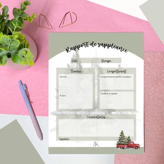 Rapport de suppléance | Thème de Noël