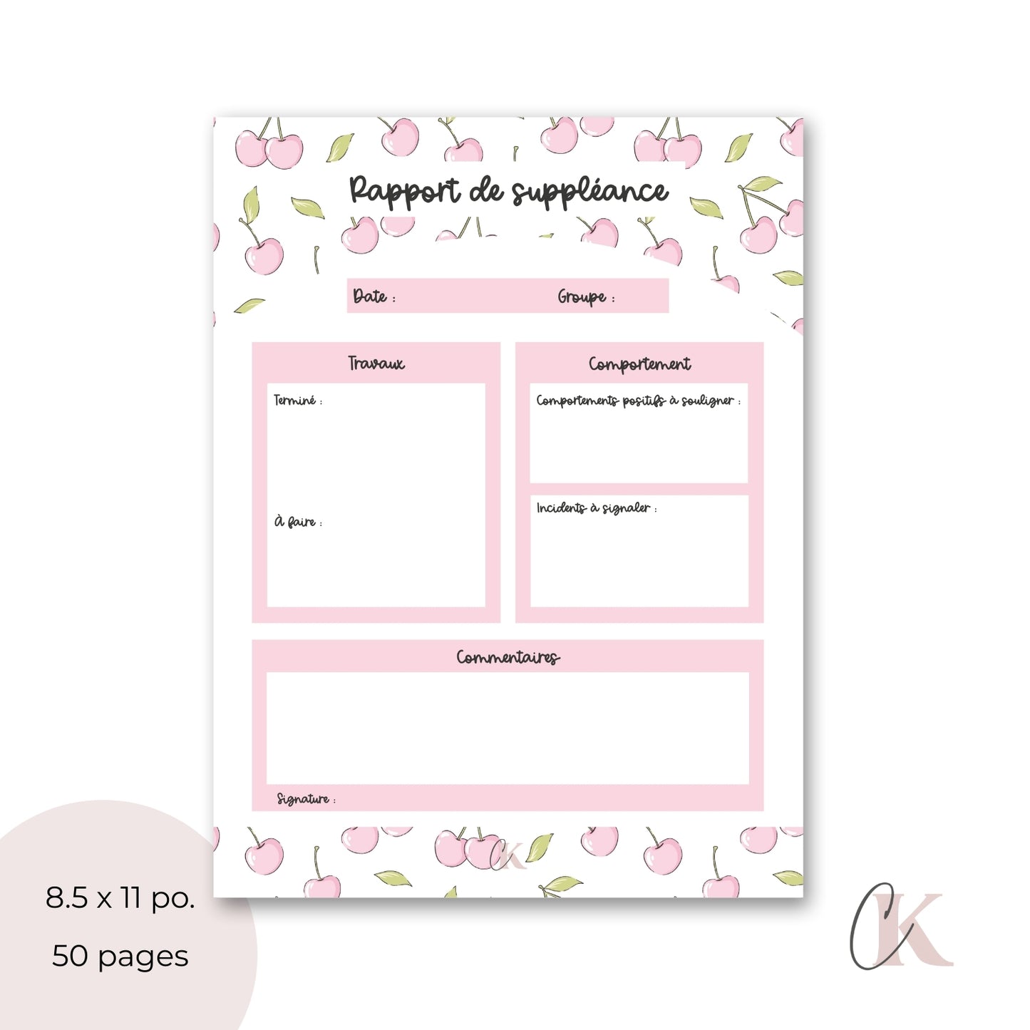 Rapport de suppléance | Cerises roses