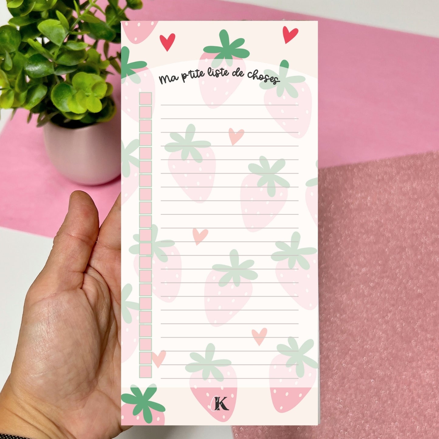 Liste de tâches | Fraises roses pastel (To do list)
