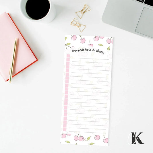 Liste de tâches | Cerises roses (To do list) - Papeterie