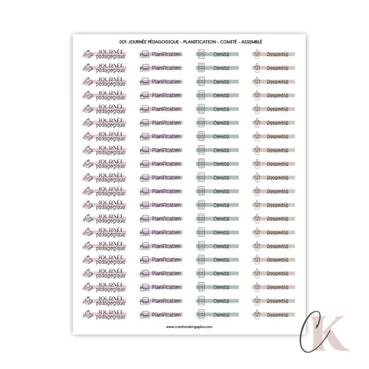 001 Autocollants | Pédago | Planification | Comité | Assemblé (Étiquettes) - 