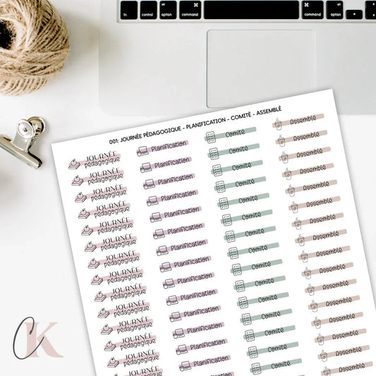 001 Autocollants | Pédago | Planification | Comité | Assemblé (Étiquettes) - 