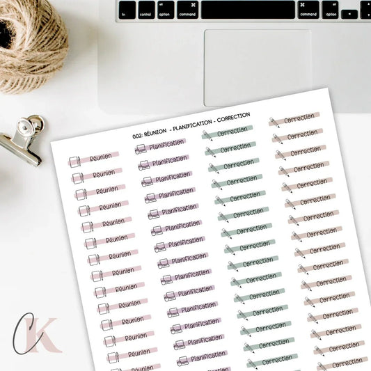 002 Autocollants | Réunion | Planification | Correction (Étiquettes) - Étiquettes