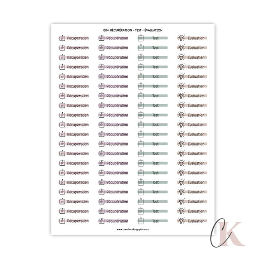 004 Autocollants | Récupération | Test | Évaluation (Étiquettes) - Étiquettes