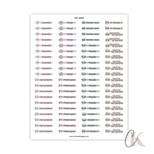 005 Autocollants Mixtes | Assemblé | Étapes | Photocopies (Étiquettes) - Étiquettes