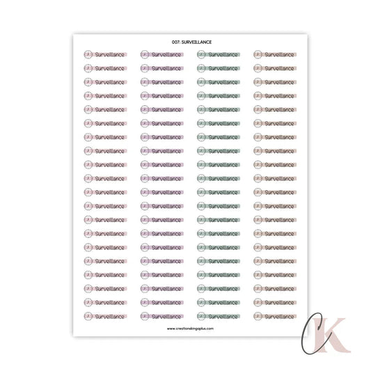 007 Autocollants | Surveillance | Étiquettes - Étiquettes