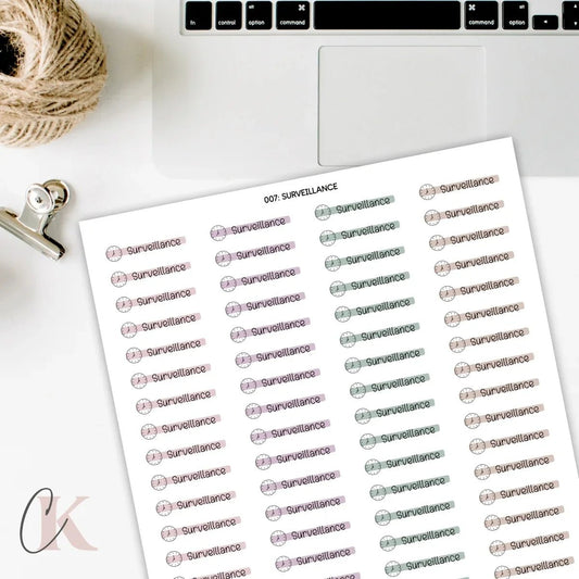007 Autocollants | Surveillance | Étiquettes - Étiquettes