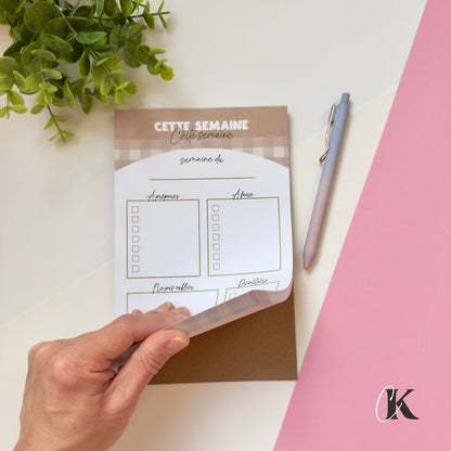 Planificateur semainier pour enseignants | Motif Carreaux | Rétro Automne