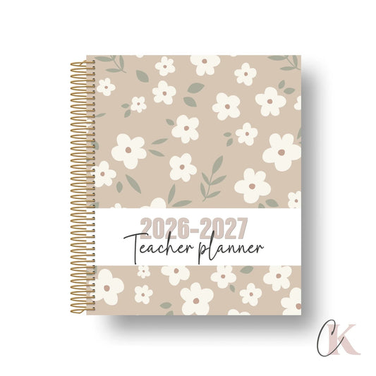 2026 - 2027 Teacher Planner | 5 periods/blocks | Floral - Agendas et planificateurs