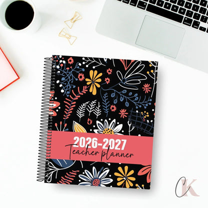 2026 - 2027 Teacher Planner | 6 periods/blocks | Floral - Agendas et planificateurs