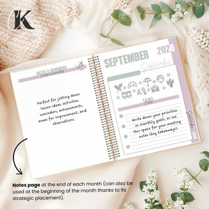2026 - 2027 Teacher Planner | 6 periods/blocks | Vintage/Retro - Agendas et planificateurs