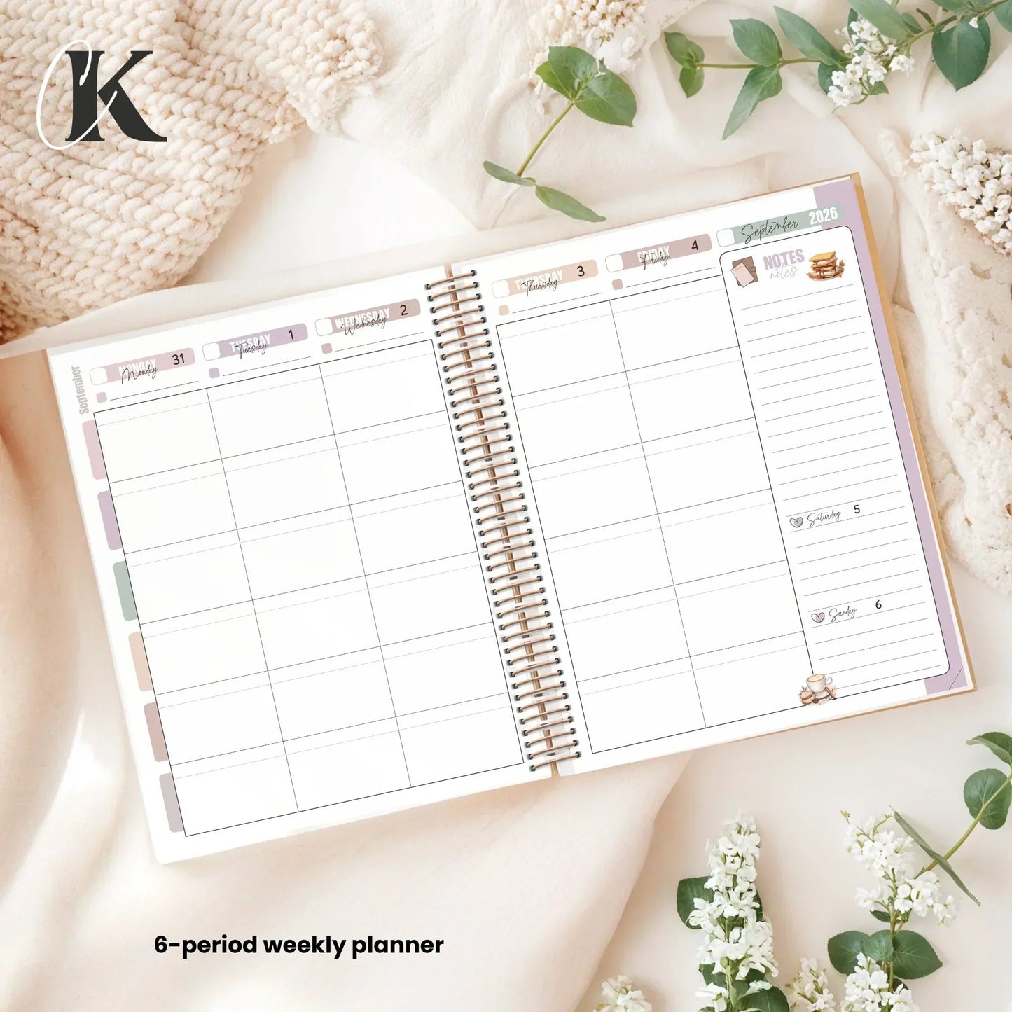2026 - 2027 Teacher Planner | 6 periods/blocks | Vintage/Retro - Agendas et planificateurs