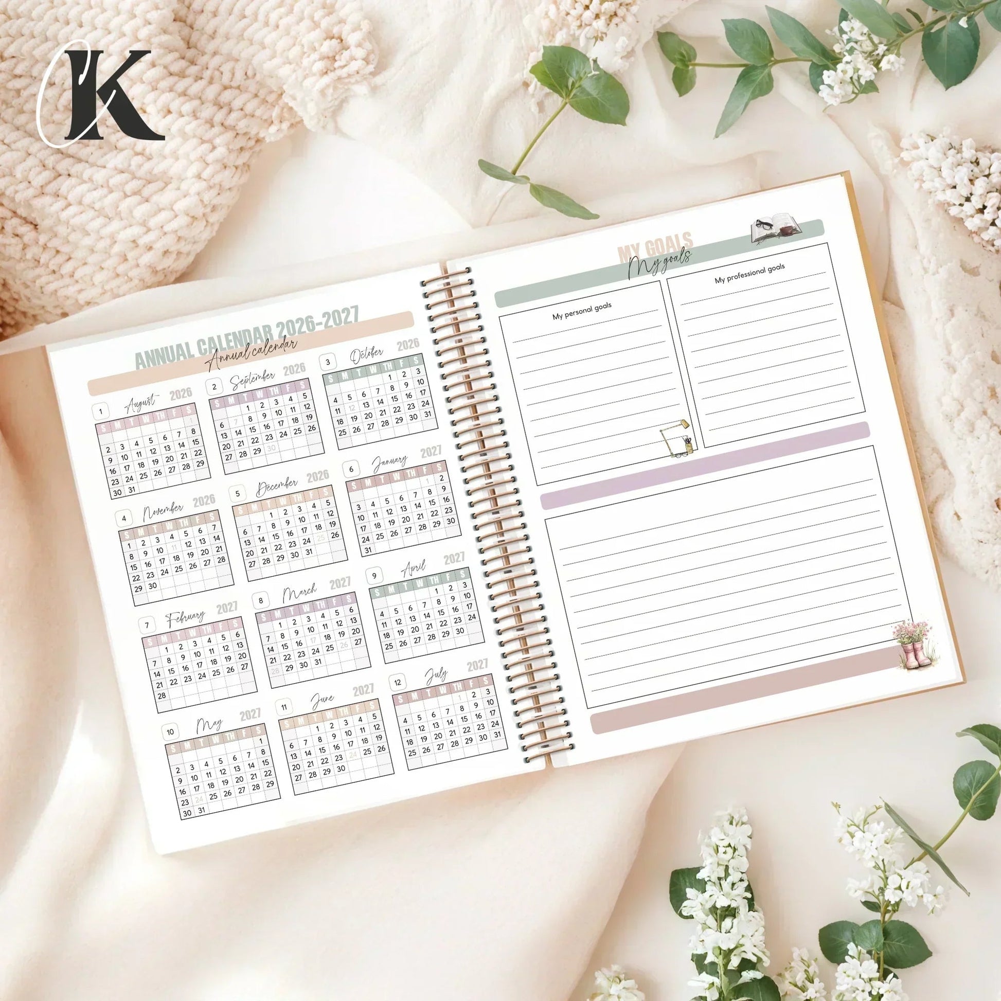 2026 - 2027 Teacher Planner | 6 periods/blocks | Vintage/Retro - Agendas et planificateurs