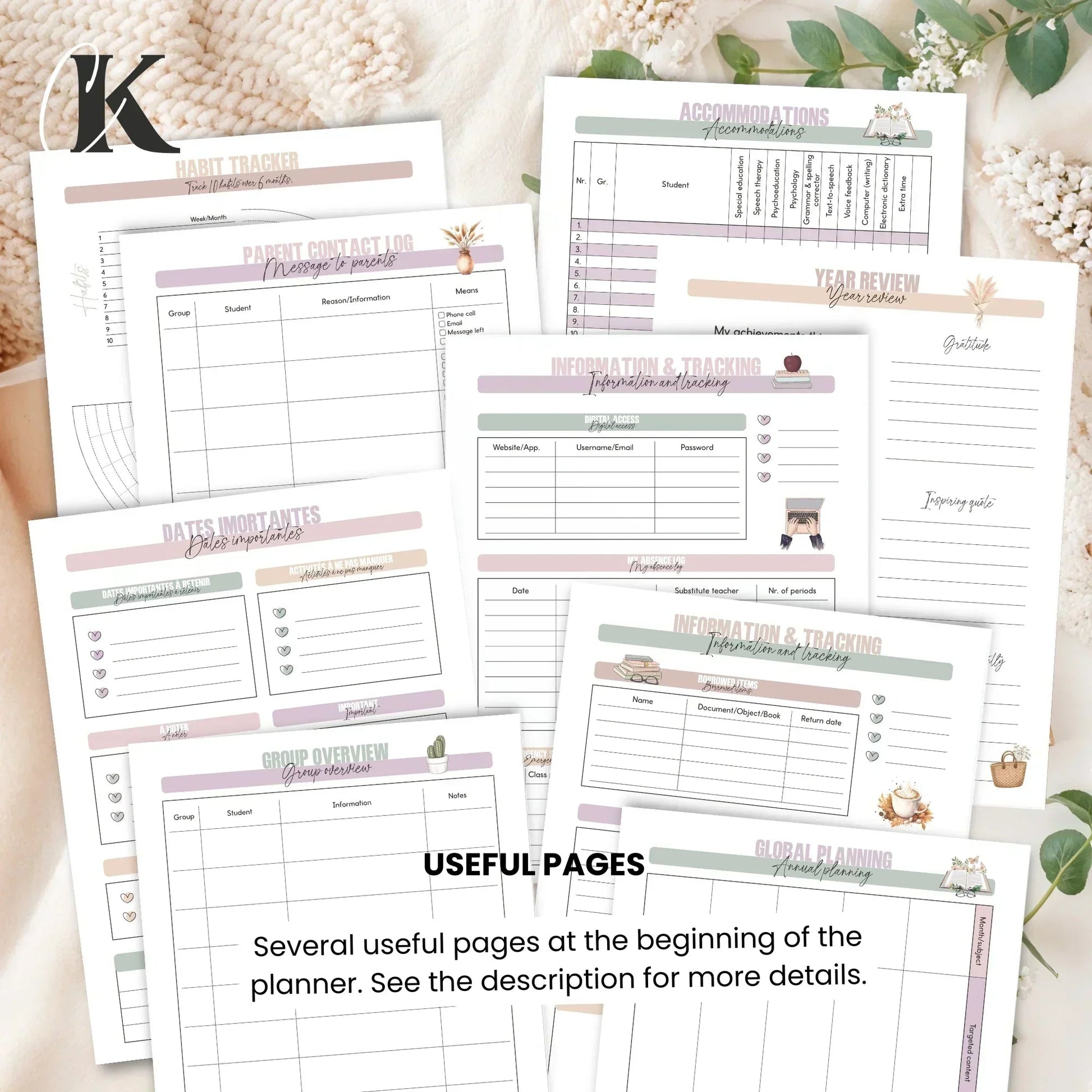 2026 - 2027 Teacher Planner | 6 periods/blocks | Vintage/Retro - Agendas et planificateurs