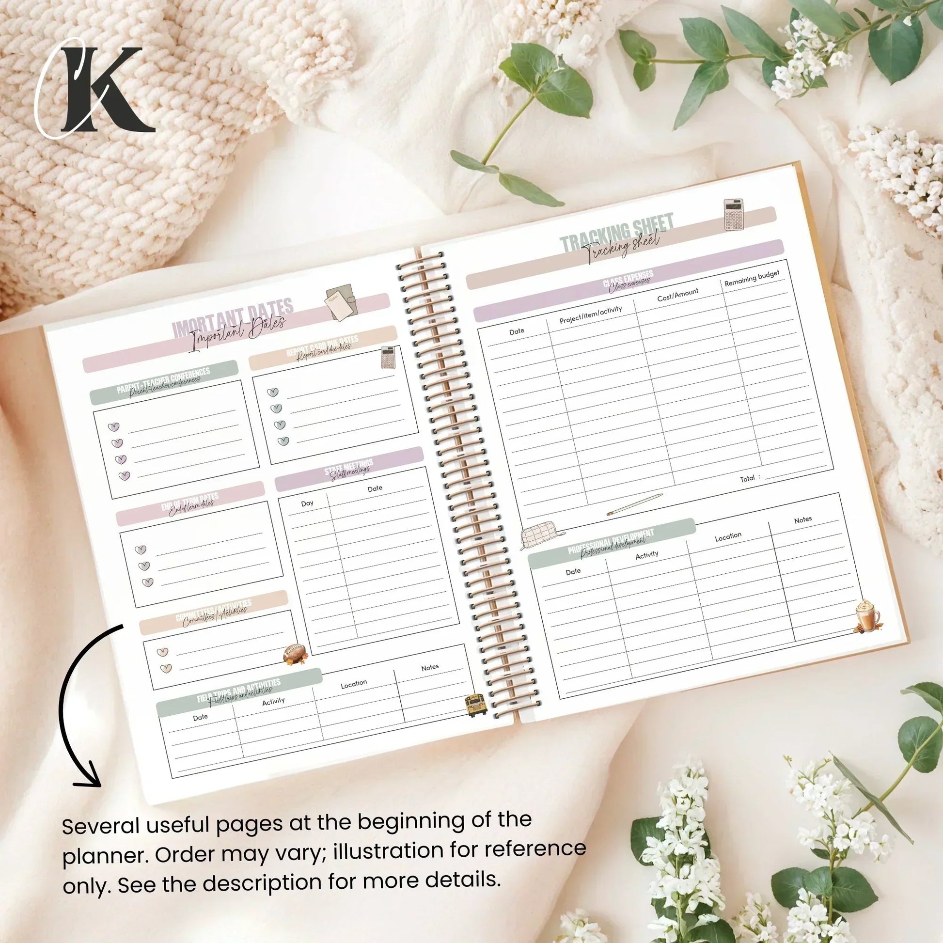 2026 - 2027 Teacher Planner | 6 periods/blocks | Vintage/Retro - Agendas et planificateurs