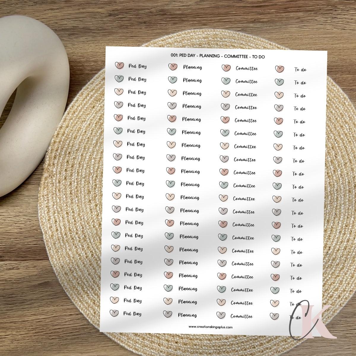 001 Stickers | Ped Day | Planning | Committee | To Do | Autocollants - Créations KingA+