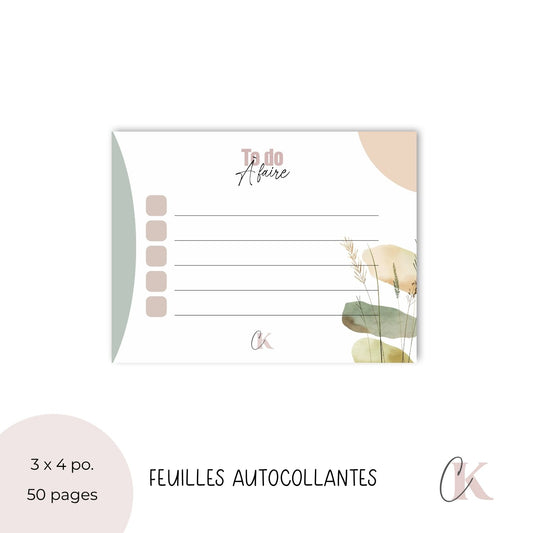 Notes autocollantes liste de tâches | Motif Bohème Pastel