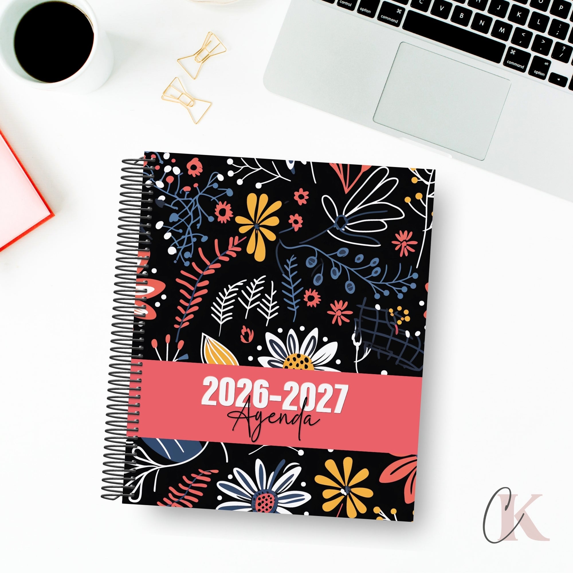 Agenda planificateur 2026/2027 | Étudiant | 7 cases/8h-20h | Fleurie