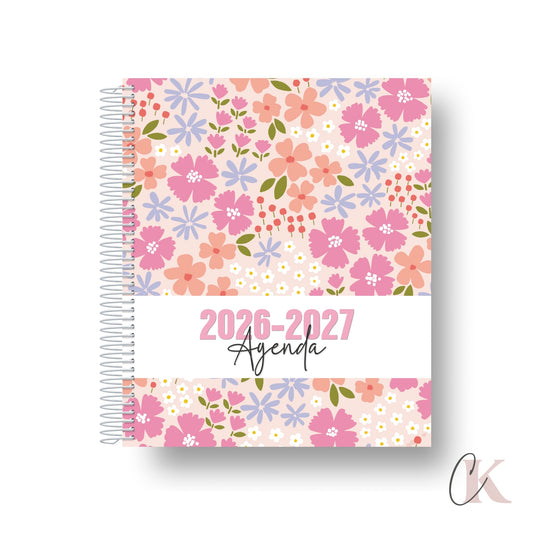 Agenda planificateur enseignant 2026-2027 | 5 périodes | Fleurie