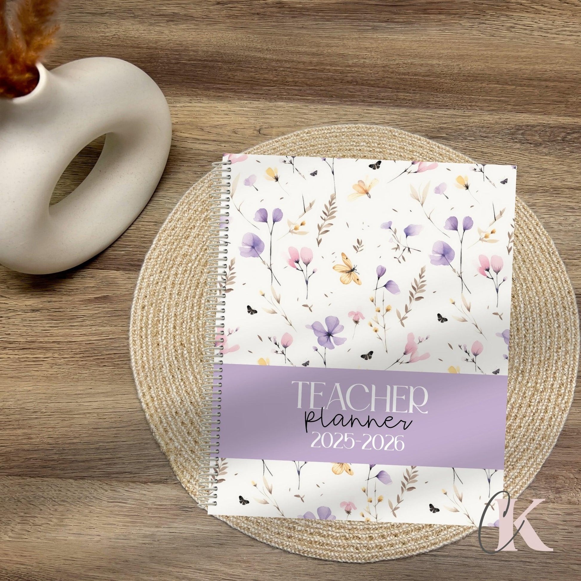 Agenda Planificateur Enseignant 2025-2026 Lilas Floral | Pastel Signature - Créations KingA+