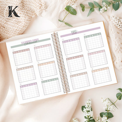 Agenda perpétuel | Planificateur non daté | Rétro rose