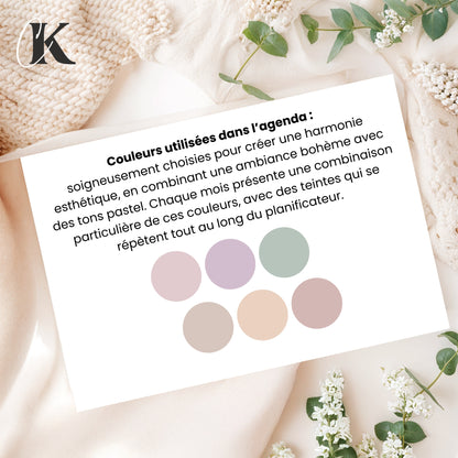 Agenda planificateur enseignant 2026-2027 | 5 périodes | Fleurie