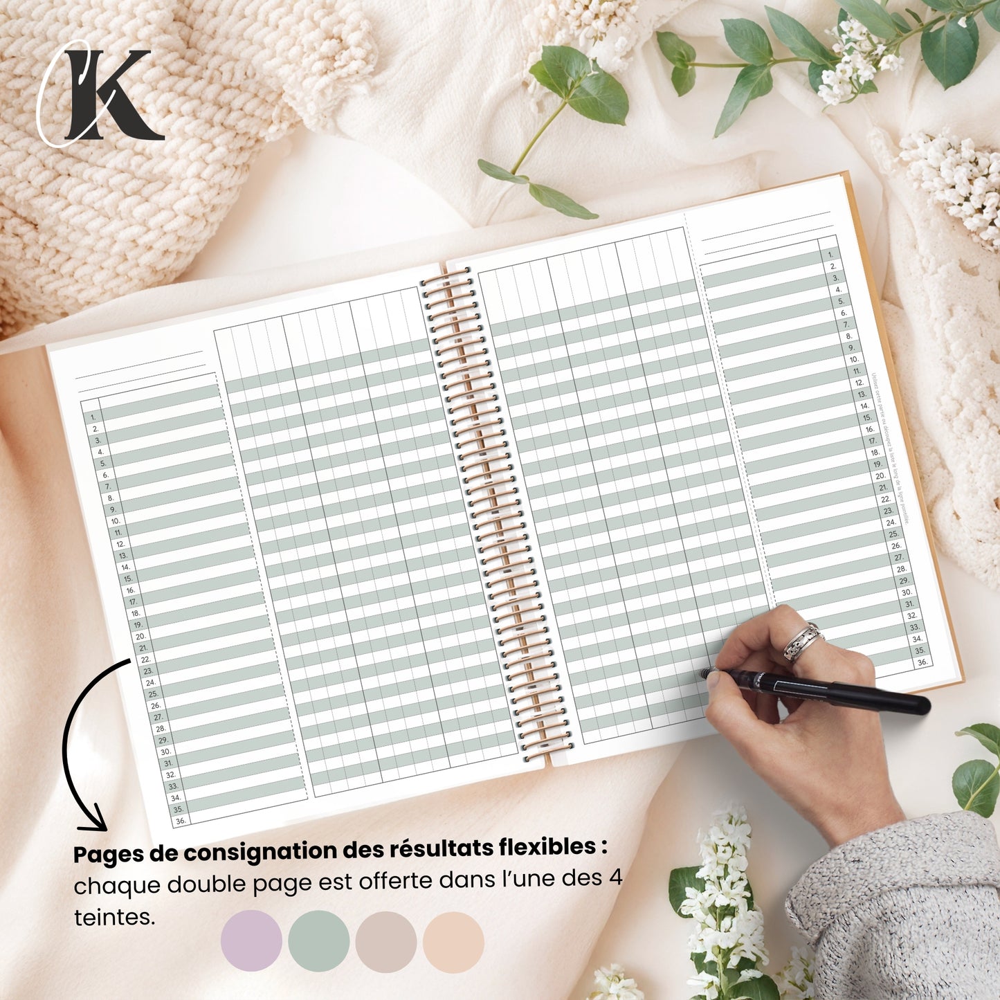 Agenda planificateur enseignant 2026-2027 | 5 périodes | Fleurie